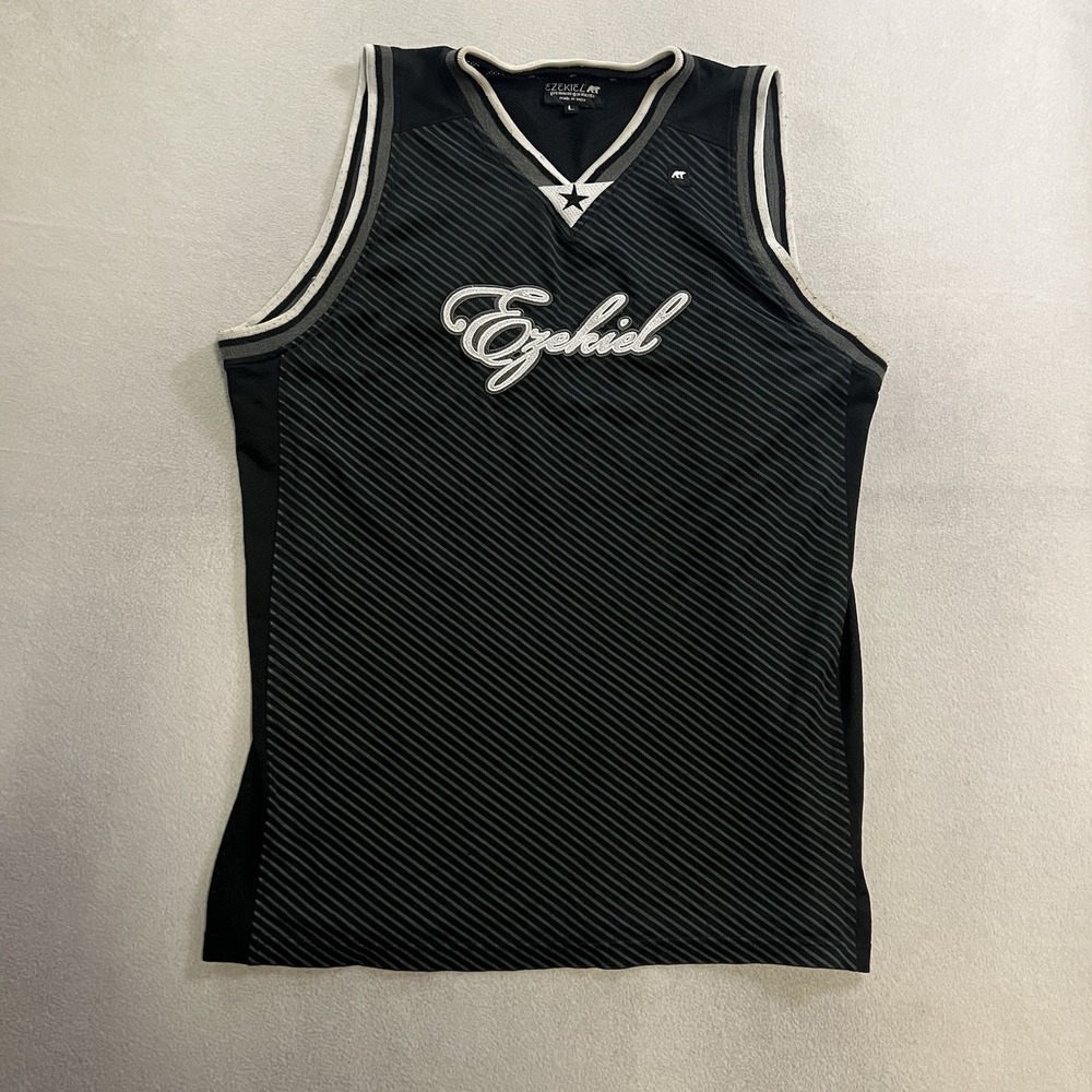 Vintage Ezekiel Clothing Mesh Basketball Jersey Mens Size Large Black Skater Y2K